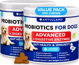 Probiotics for Dogs - 240 Chews - Dog Yeast Probiotic - Dog Probiotics | Dog Probiotics for Yeast, Itchy Skin and Itchy Ear - w/ Prebiotics, Digestive Enzymes - Gut Health Probiotic Chews for Dogs