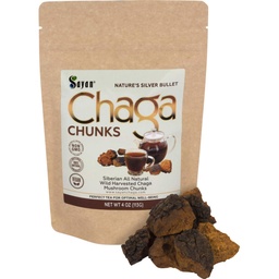 Sayan Siberian Pure Raw Chaga Mushroom Chunks with Black Top Crust 4 Oz / 113 g – Premium Wild-Harvested Antioxidant Tea for Immune Support, Focus and Digestive Health - Non-GMO
