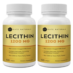Kate Naturals Soy Lecithin 1200mg Softgels (200 Count) - Phosphatidyl Choline Supplement for Clogged Milk Ducts, Non-GMO, Third-Party Tested