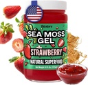 Biolore Strawberry Sea Moss Gel Made in USA Raw Wildcrafted Irish Seamoss, Essential Vitamins, Trace Minerals, Vegan Superfood, Trial Size 8 Fl Oz (Pack of 1)