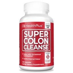 Health Plus Super Colon Cleanse 30 Day Supply of Gentle Gut Cleanse Detox, Psyllium Husk, Probiotics for Constipation Relief & Digestive Support, 120 Capsules