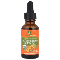 SEABUCKWONDERS Organic Sea Buckthorn Seed Oil, 1 Fl Oz, 30 Servings, with Omega 3, 6 & 9, Can Be Used Topically & Orally, Supports Hair, Skin & Nail Health