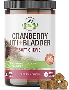 Cranberry UTI Treatment for Dogs – Soft Chews for Urinary Tract Health, Bladder Support & Lawn Protection – Natural Vet-Formulated Cranberry Supplements – USA Made – Peanut Butter Flavor