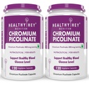 HealthyHey Nutririon Chromium Picolinate 400mcg - Support Glucose Metabolism (High Absorption) 120 Vegan Safe Capsules, Non-GMO, Gluten Free - Pack of 2