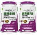 HealthyHey Nutrition Berberis Berberine 95% with Milk Thistle - 60 Vegetable Capsules - Pack of 2