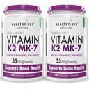 HealthyHey Nutrition Vitamin K2-MK7 Vegetarian Source Support Bone Health, 55 Mcg 120 Vegetable Capsules - Pack of 2
