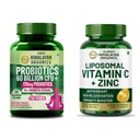 Vlado's Himalayan Organics Probiotics 60 Billion CFU + Liposomal Vitamin C 1000mg with Zinc | Gut, Digestive, Immune, Skin & Daily Wellness Support | Veg Supplement Combo