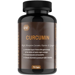 Curcumin Capsules with Piperine - 500mg | Immunity Booster, Anti-Inflammatory, Collagen Support | Ginger & Antioxidant Rich Curcuminoids for Enhanced Health 75 Capsules by VitaminHaat