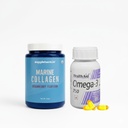 HealthAid Marine Collagen Powder (250g, Cranberry) & Omega-3 Fish Oil (750mg) – Advanced Skin Hydration, Heart Health, Joint Support & Glowing Hair – Mercury-Free & Sugar-Free Duo