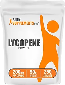 BulkSupplements.com Lycopene Powder - Lycopene Supplement, Lycopene 10mg - Antioxidants Supplement, Gluten Free, 200mg per Serving, 500g (1.1 lbs) (Pack of 1)