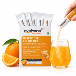 Gut Reboot Probiotic Sachets for Gut Health & Digestion | S. boulardii 5 Billion CFU | Helps Reduce Bloating, Gas, Indigestion & Diarrhea | Electrolytes & Vitamin B Complex | Orange Flavour, 15 x 2.5g Powder Sachets