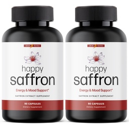 Ultra6 Nutrition Happy Saffron Supplements - 100% Pure Saffron Extract Supplement for Eye Health Support - Mood Enhancer for Women & Men (Pack of 2)
