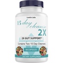 15 Day Cleanse 2X - Double Gut & Colon Support - Advanced Gut Cleanse Detox for Women & Men with Alfalfa, Cascara Sagrada, Probiotics & Psyllium Husk - Non-GMO - Made in USA - 60 Capsules (1 Bottle)
