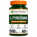 Pure Nutrition L-Tyrosine 500mg | 60 Veg Capsules | Supports Focus, Memory & Cognitive Performance | Helps Reduce Stress & Fatigue | Promotes Healthy Thyroid Function