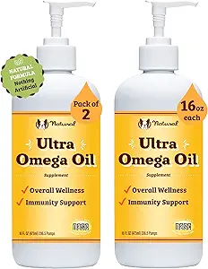 Natural Dog Company 16 oz. -2 Pack Ultra Omega 3 Fish Oil for Dogs, Dog Fish Oil Supplement for Shedding, Itch Relief, Salmon Oil for Dogs, for Multi Dog Families or Large Breed Dogs, 32 oz Value