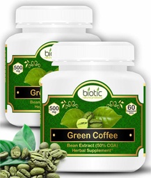 Biotic Natural Green Coffee Bean Capsules - Green Coffee Extract 500mg - 120 Veg Capsules (Pack of 2)