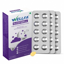 Sleepwell Melatonin 5mg Sleep Supplement | Dissolving Effervescent Tablets with Chamomile | Better then Sleep Gummies & Strips | Sleep Aid for Stress Relief & Insomnia (30 Tablets, Pack of 1)