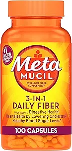 Metamucil Fiber Therapy for Regularity Fiber Supplement Capsules, 100-Count Bottles (Pack of 2)