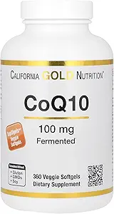 California Gold Nutrition CoQ10 100 mg, Coenzyme Q10 Ubiquinone USP, Supports Mitochondrial Function, 360 Veggie Softgels