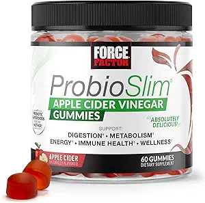 Force Factor ProbioSlim Apple Cider Vinegar Gummies with Organic LactoSpore Probiotics and Prebiotics to Support Digestion, Metabolism, and Immune Health, 60 Gummies