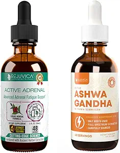 Active Adrenal + Active Ashwagandha - Support Adrenal Health + Energy - Liquid Delivery for Better Absorption - Rhodiola, Ashwagandha, B-Vitamins, Holy Basil & More!
