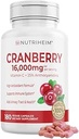 Cranberry Extract Pills Supplement 25% Proanthocyanidins with Vitamin C - Urinary Tract, Skin, Immune Support - 180 Veggie Capsules - Non-GMO, Gluten-Free, Vegan Friendly