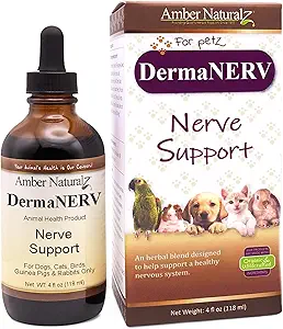 Amber NaturalZ DermaNERV Herbal Supplement for Dogs, Cats, Birds, Rabbits, and Guinea Pigs | Supports Central Nervous System Health & Balanced Behavior | Natural Aid for Healthy Nerve Functions