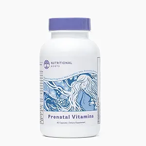 Nutritional Roots Prenatal Vitamins with DHA - Whole Food Vitamins with Folate, Probiotics and Regenerative Organic Ingredients, Without Iron, Without Iodine, Bump It Up, 30 Servings