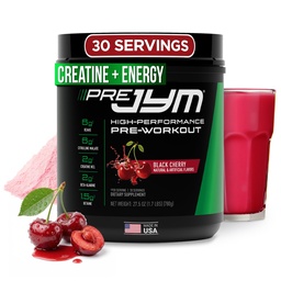 JYM Supplement Science Pre JYM Black Cherry Pre Workout Powder for Men & Women, BCAAs, Nootropics, Creatine HCI, Citrulline, Beta-Alanine, Betaine, Taurine, Huperzine, 30 Servings