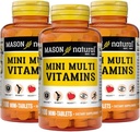 MASON NATURAL Mini Multi Vitamins, Vitamins A, C, D3, E, B1, B2, B3, B6, B12, Folate and Calcium for Overall Health, 300 Day Supply