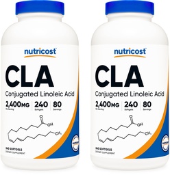 Nutricost CLA (Conjugated Linoleic Acid) 2,400mg, 240 Softgels - Gluten Free, Non-GMO, 800mg Per Softgel (2 Bottles)