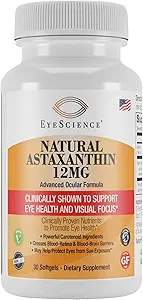 EyeScience Astaxanthin 12mg, Non-GMO, Gluten Free, 30-Count