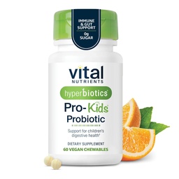 Hyperbiotics Vital Nutrients Pro Kids Probiotic | Allergen-Free Toddler Probiotics for Kids | Targeted Immune, Gut, and Digestive Health | Sugar-Free Orange Flavor | 60 Chewable Tablets