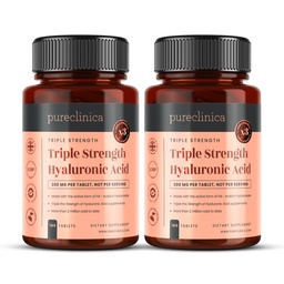 pureclinica Hyaluronic Acid 300mg x 360 Tablets (2 Bottles of 180-12 Months Supply). Triple Strength Hyaluronic Acid. 300% Stronger Than Any Other HLA Tablet.