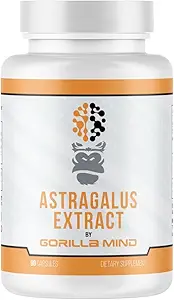Gorilla Mind Astragalus 750mg Capsules - Long Term Immune Support and Improved Cardiovascular Health (90 Capsules)