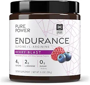 Pure Power Endurance Powder, Berry Blast Flavor, 9.1 oz (258 g), 30 Servings, 4 g of Glycine, 2 g of L-Arginine, 0 g of Sugar, Non-GMO, NSF Certified for Sport, Dr. Mercola