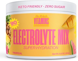 Dr. Price’s Electrolyte Mix | Sugar-Free Hydration Powder with 72+ Trace Minerals | No Sugar, Fast-Dissolving Electrolytes Powder Packets | Tropical, 90 Servings