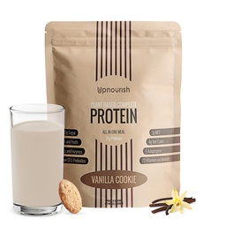 UpNourish Vanilla Cookie Vegan Protein Powder 54 Superfoods Powder,1.5 Billion CFU Probiotics 21g Plant Based Protein,No Sugar No Dairy No GMO Dairy Free,Meal Replacement Shake Keto-Friendly Low-Carb Diet,15 Servings