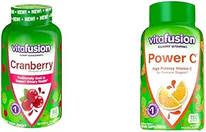 Vitafusion Cranberry Gummies for Women, 500mg per Serving, 60ct Power C Vitamin C Gummies, Orange Flavored, 282mg Vitamin C, 150 Count