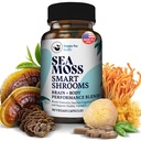 HAPPY FOX Irish Sea Moss Capsules & Mushroom Complex - Organic Seamoss with Adaptogens for Brain Health, 1500mg, 90 Vegan Capsules, Organic Mushroom Supplement
