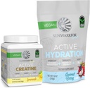 Sunwarrior Creatine Monohydrate Powder Lemonade Flavored 50 Servings & Hydration Electrolyte Blend Coconut Berry Flavored 30 Servings