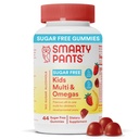 SmartyPants Kids Multivitamin Gummies, Sugar Free: Omega 3 (ALA), Vitamin D3, C, Vitamin B12, B6, A, K & Zinc for Immune Support, Biotin, Erythritol Free, Strawberry Banana, 44 Count (22 Day Supply)