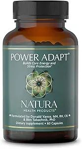 Natura Health Products Power Adapt Supplement - Deep Adrenal and Endocrine Support - Featuring Ashwagandha, Ginseng, Rhodiola Rosea Root Ext. and Cordyceps (60 Capsules)