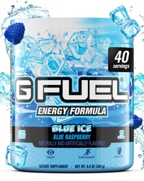 G Fuel Blue Ice Energy Drink Powder, Pre Workout Caffeine Mix for Gaming, Sugar Free Focus Amino, Vitamin + Antioxidants, 9.9oz (Blue Raspberry, 40 Servings)