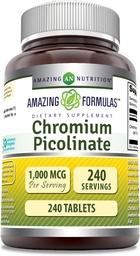 Amazing Formulas Chromium Picolinate 1000 Mcg | Tablets Supplement | Non-GMO | Gluten-Free | Made in USA (1 Pack | 240 Count)