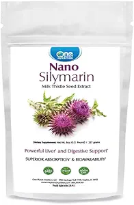 One Planet Nutrition Nano Silymarin Powder 8 oz (227 Servings), Milk Thistle Seed Extract, Nano for Enhanced Absorption, Supports Overall Welness, Non-GMO, Vegan, Gluten Free