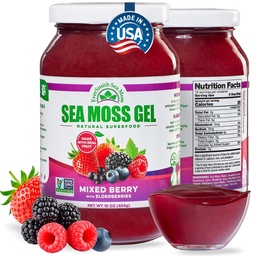 EverSmith Organics - Wildcrafted Irish Sea Moss Gel | Made in USA | Rich in Nutrients | Sea Moss Gel Raw | Jarred Vegetables & Fruits | Mixed Berry (1Jar)