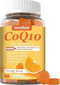 1 Pack CoQ10 500MG Gummies - Plus Omega-3, Magnesium, Vitamin B3 & Zinc - 3X Better Absorption Coenzyme Q10 Supplements for Heart Health, Cellular Energy & Antioxidant, Non-GMO 60 Counts