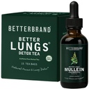 Betterbrand BetterLungs Health Pack - Better Lungs Detox Tea & Mullein Leaf Tincture Drops | (2) Daily Respiratory Wellness