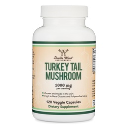 Turkey Tail Mushroom Supplement (120 Capsules - 2 Month Supply) (Coriolus Versicolor) Comprehensive Immune System Support, Non-GMO, Gluten Free, Grown and Encapsulated in The USA by Double Wood
